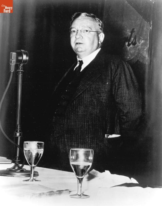 Ford Motor Company Executive William J. Cameron Speaking at a Banquet, circa 1935