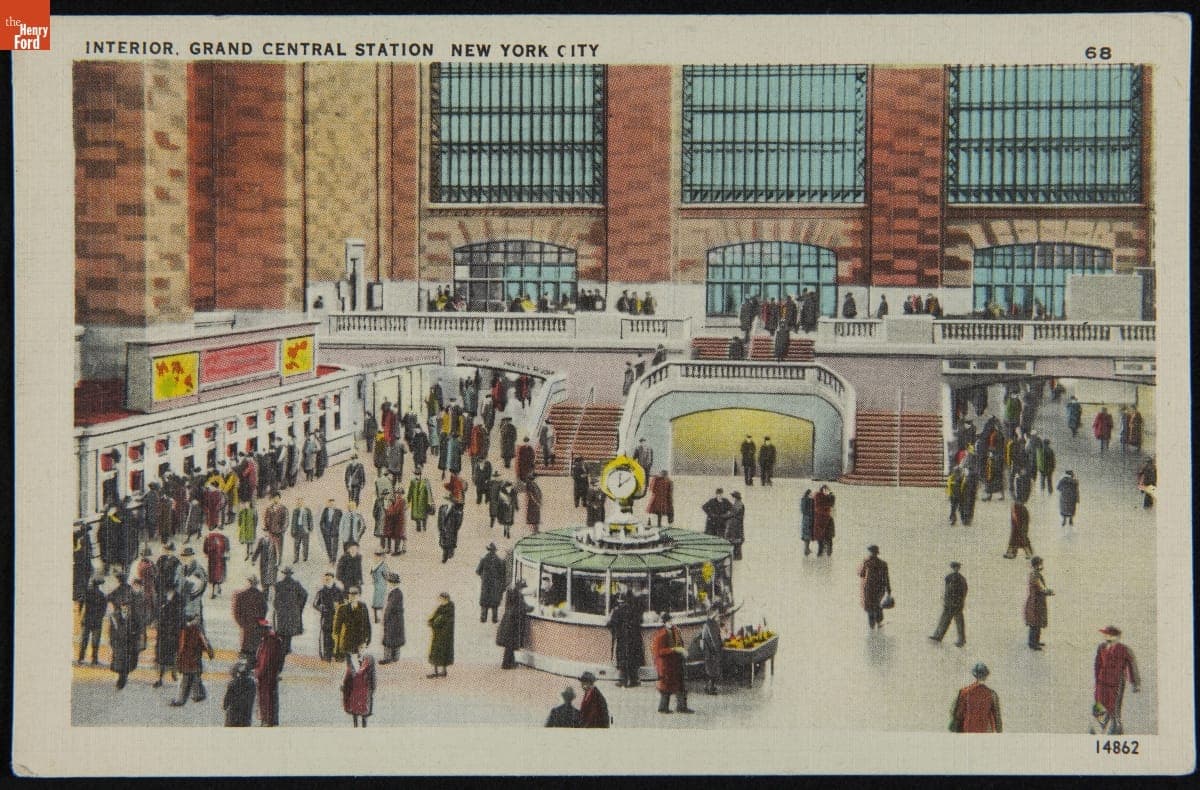 Interior of Grand Central Station, New York City, Postcard Mailed July 30, 1948
