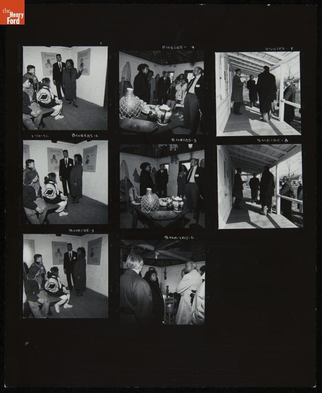 Group of School Superintendents and Students Visiting Mattox Family Home in Greenfield Village, March 1992