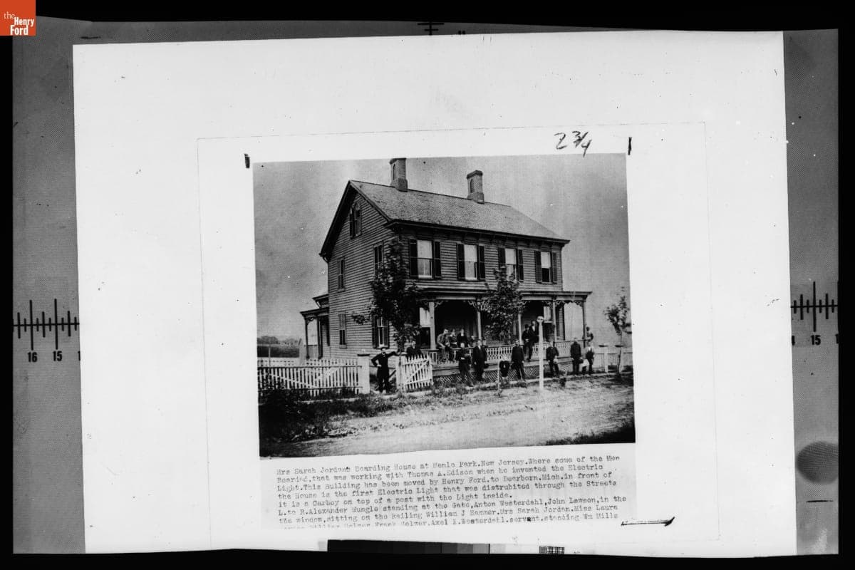 Mrs. Sarah Jordan's Boarding House at Menlo Park, New Jersey, 1880