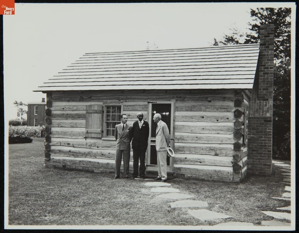 Edsel Ford, George Washington Carver, and Henry Ford in Greenfield Village, July 1942