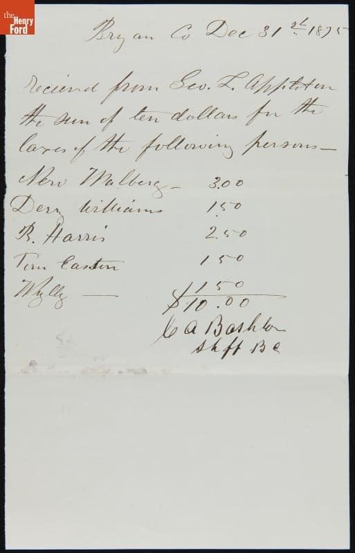 Receipt of Taxes Paid by George L. Appleton December 31, 1876