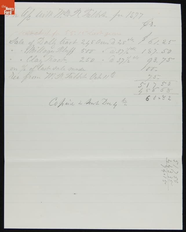 Record of George Appleton's Account with William Talbot, 1877