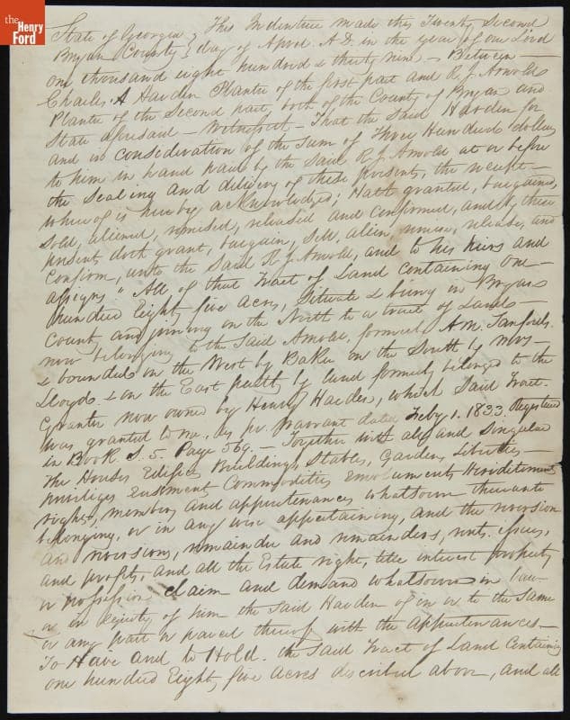 Agreement between Charles A. Harden and Richard J. Arnold, 1839