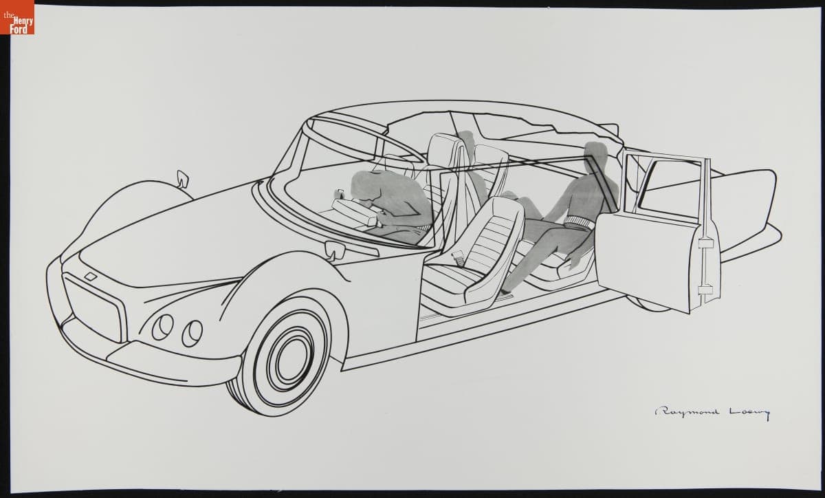 Line Drawing for the Cornell-Liberty Safety Car, 1956