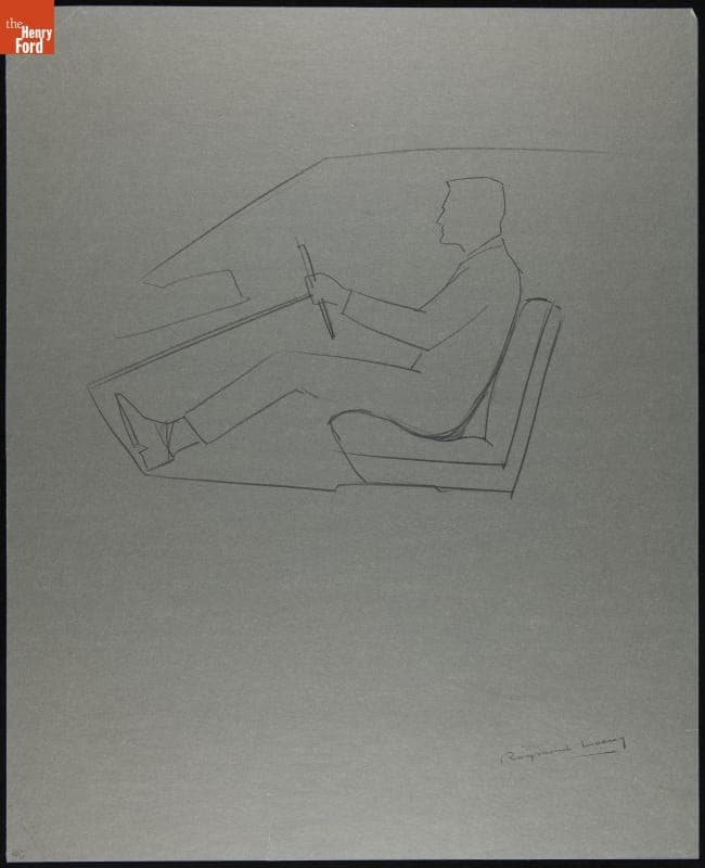 Sketch of Ergonomic Seating for the Cornell-Liberty Safety Car, 1956