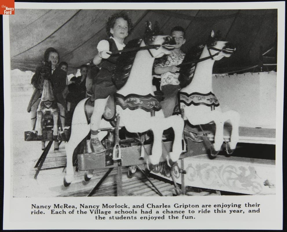 Edison Institute School Children on the Merry-Go-Round in Greenfield Village, 1948