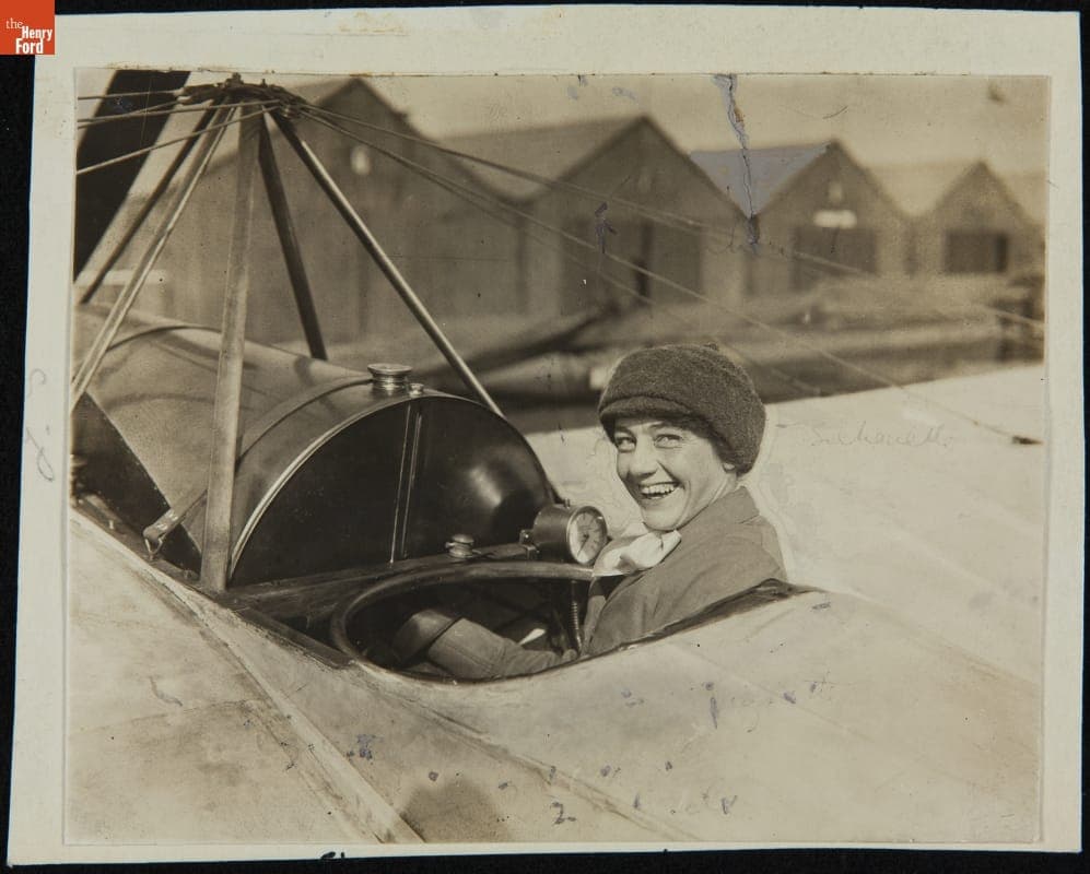 Agnes Firth in a Caudron Airplane, 1911-1912