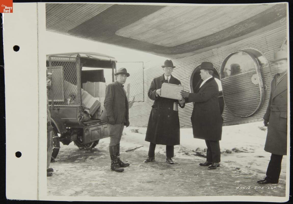 Preparing the Stout 2AT-5 for the First Contract Air Mail Flight (CAM-6), Detroit to Cleveland, February 15, 1926