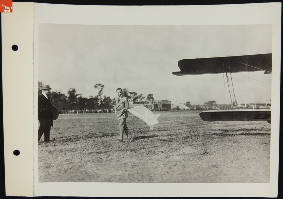 James Couzens and Edsel Ford at the National Air Tour, Ford Airport, October 3, 1925