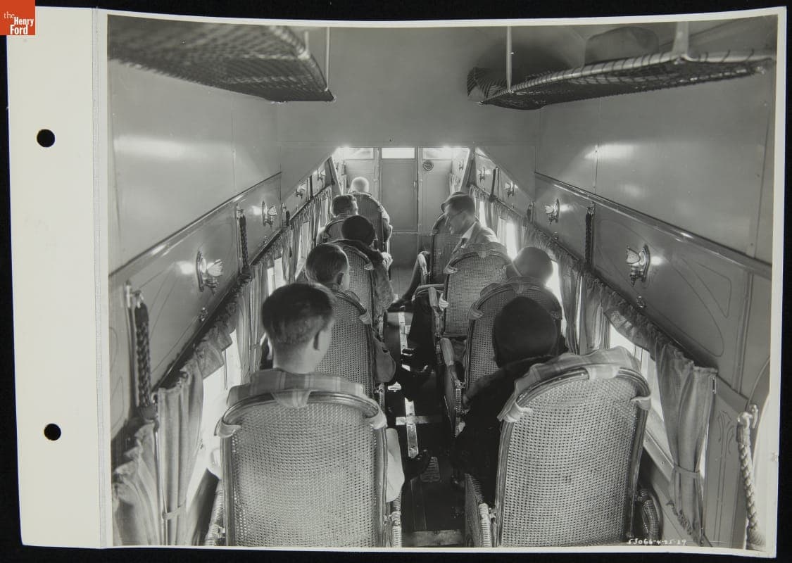 Passengers Seated during Flight in Ford Tri-Motor Airplane, 1929