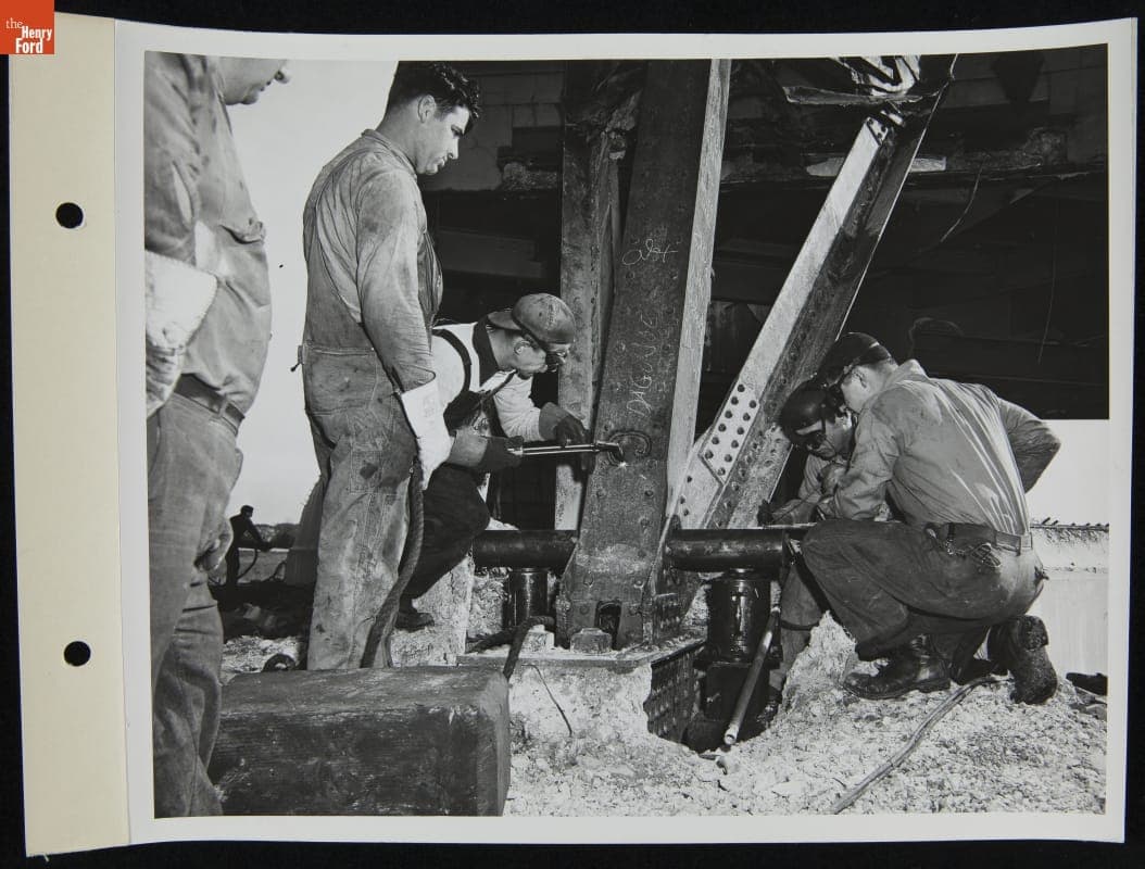 Workmen Removing the Dirigible Mooring Mast at Ford Airport, October 26, 1946