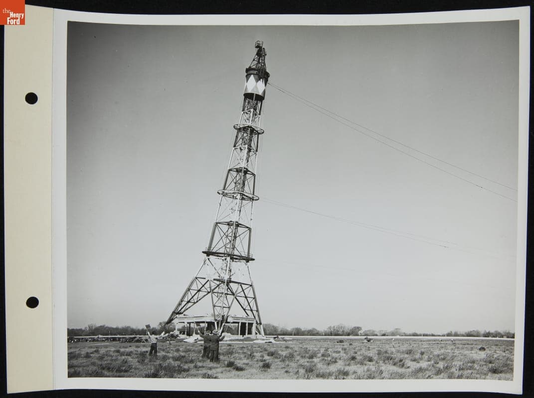 Pulling Down the Dirigible Mooring Mast at Ford Airport, 1946