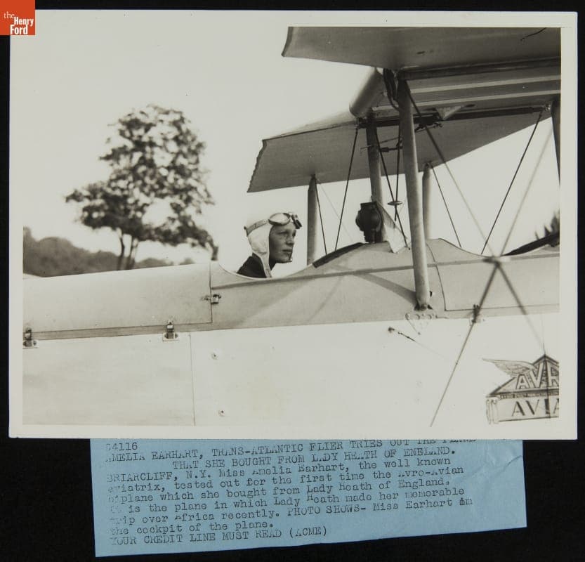 Amelia Earhart in the Avro-Avian Biplane Received from Lady Heath, 1928