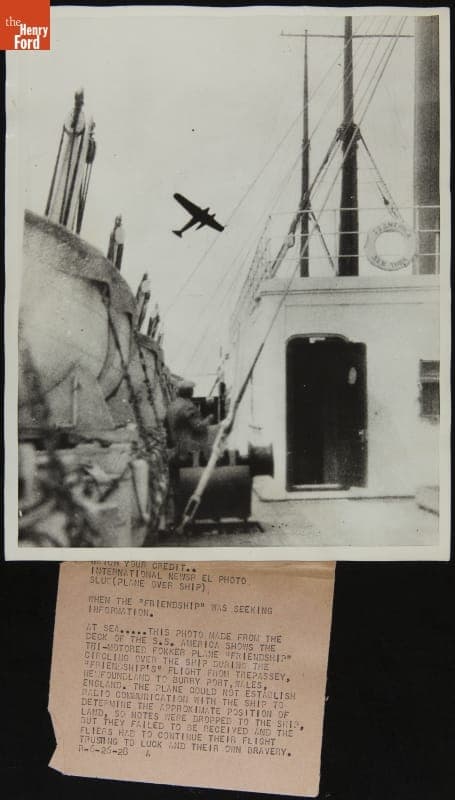 The "Friendship" in Flight, with Amelia Earhart and Crew, Seen from SS America, June 18, 1928