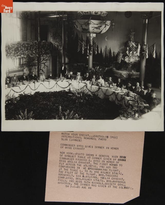 Banquet Given by Commander Richard Byrd in Honor of Amelia Earhart, New York Biltmore Hotel, July 1928