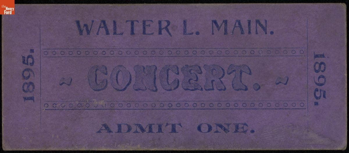 Admission Ticket to a Walter L. Main Circus Concert, 1895