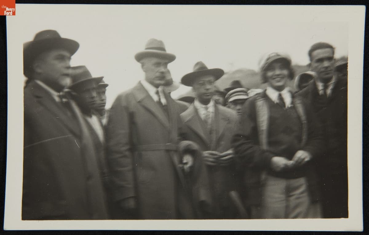 Ruth Elder, George Haldeman, Manuel da Camara, J. Mackey and Fernando da Costa, Horta, Azores, October 1927