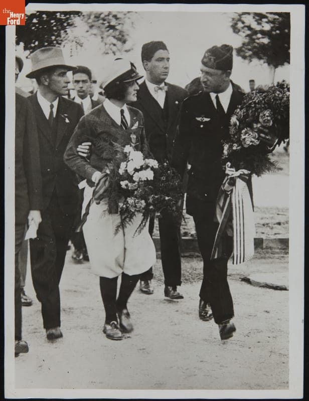Ruth Elder and George Haldeman Arrive at the Getafe Aerodrome, 1927