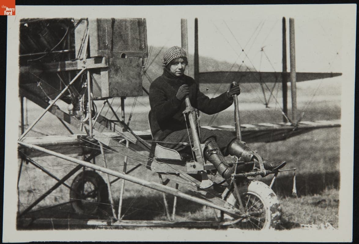 Ruth Law in Curtiss Pusher Aircraft, circa 1915