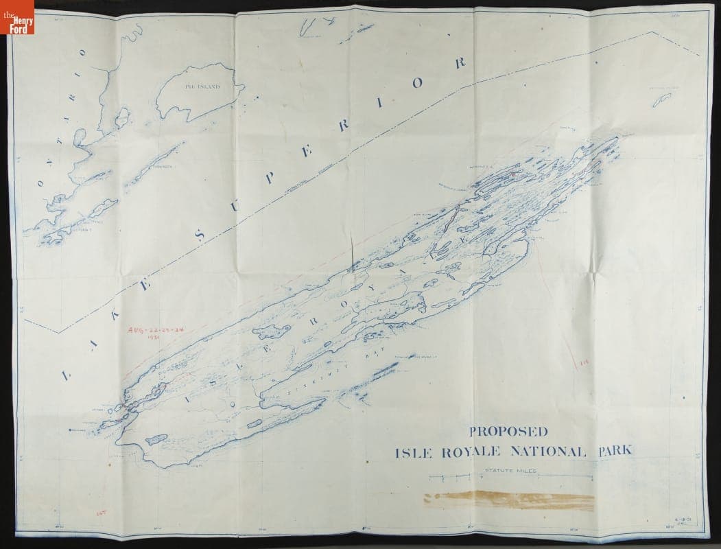 Map, "Proposed Isle Royale National Park," circa 1931