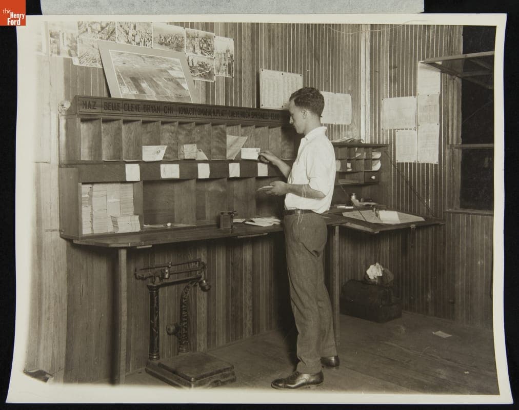 Air Mail Sorting at Hadley Field, New York, 1925