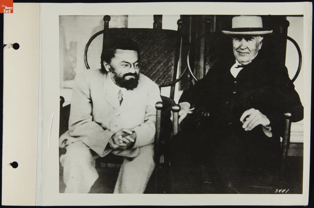 Charles Steinmetz and Thomas Edison at 1911 Convention of Edison Illuminating Companies, Thousand Islands, New York