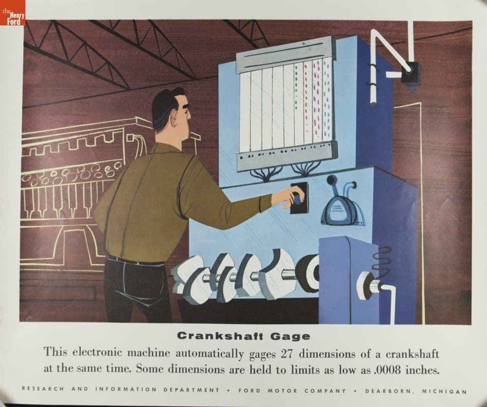 Ford Motor Company Measurement Poster, "Crankshaft Gage," circa 1960