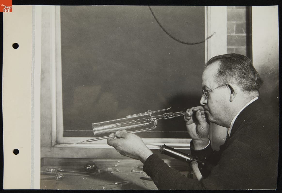 Glassblower at Glass Shop in Greenfield Village, 1932