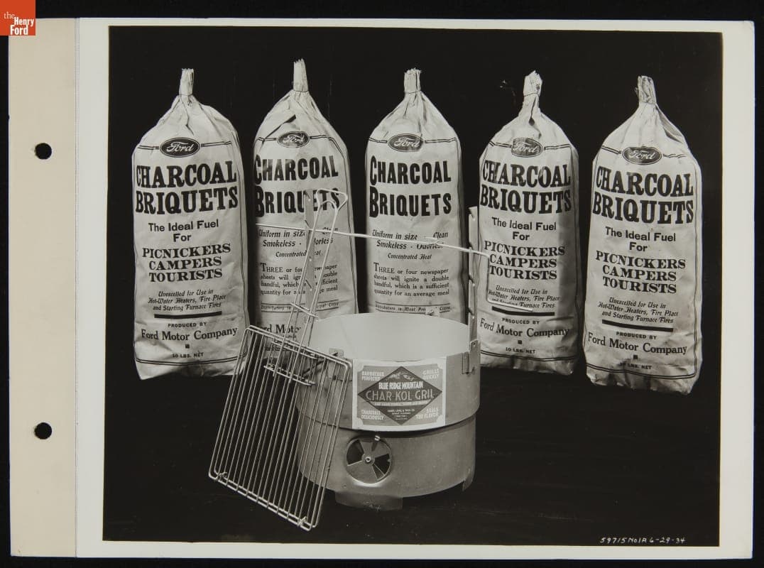 Bags of Ford Charcoal Briquets and "Char-Kol-Gril," 1934