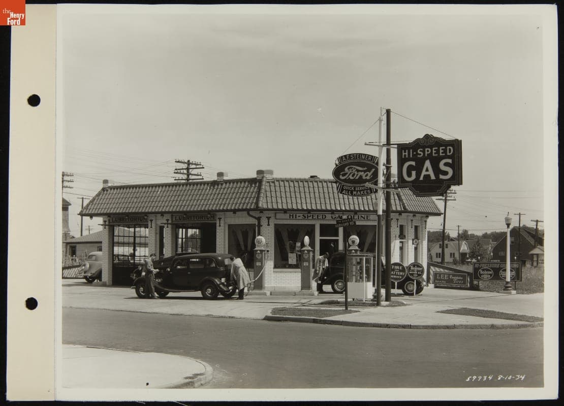 A.F. Steiner Super Service Station at Harper and Harvard, Detroit, Michigan, August 1934