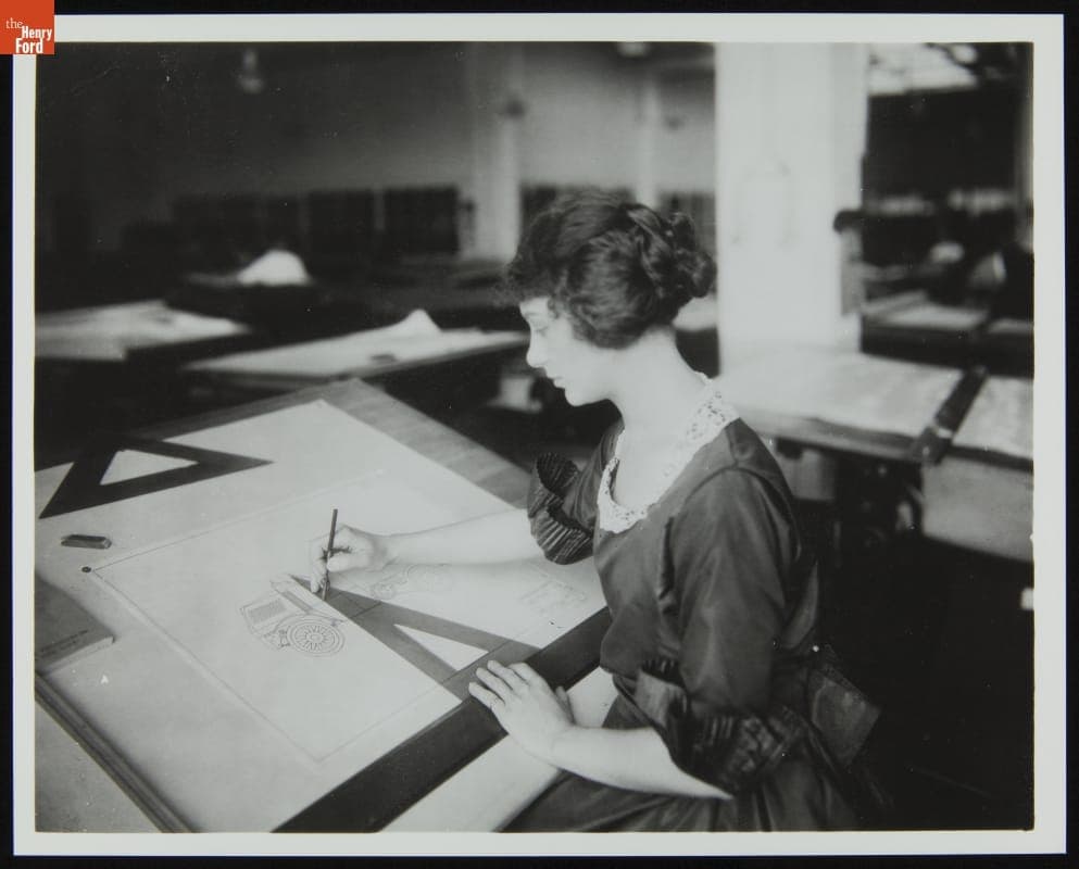 Woman Automotive Designer at Drafting Table, circa 1920