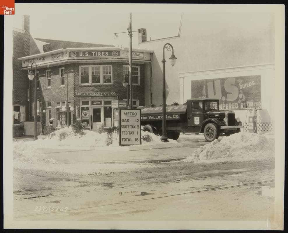 Mack Tank Truck at Lehigh Valley Oil Co. Station, March 1934