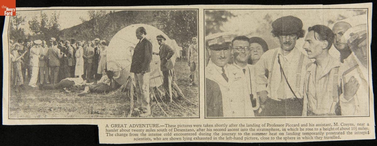 After the Stratosphere Balloon Flight by Auguste Piccard and Max Cosyns, "A Great Adventure," August 18, 1932