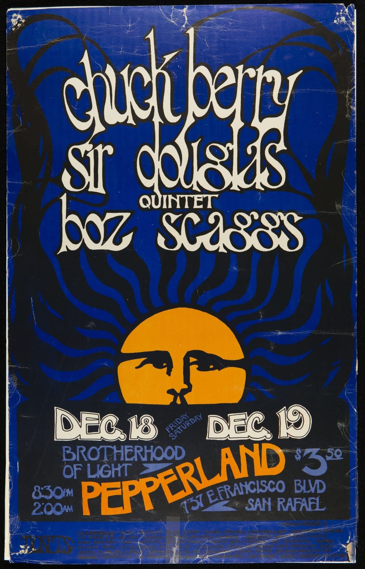 "Chuck Berry, Sir Douglas Quintet, Boz Scaggs at Pepperland," December 1970