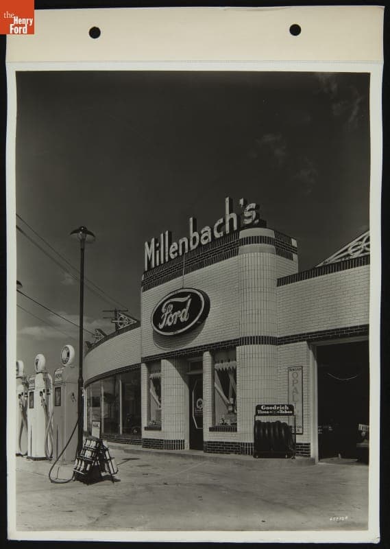 Millenbach's Super Service Station, Gratiot and Russell, Detroit, Michigan, 1936