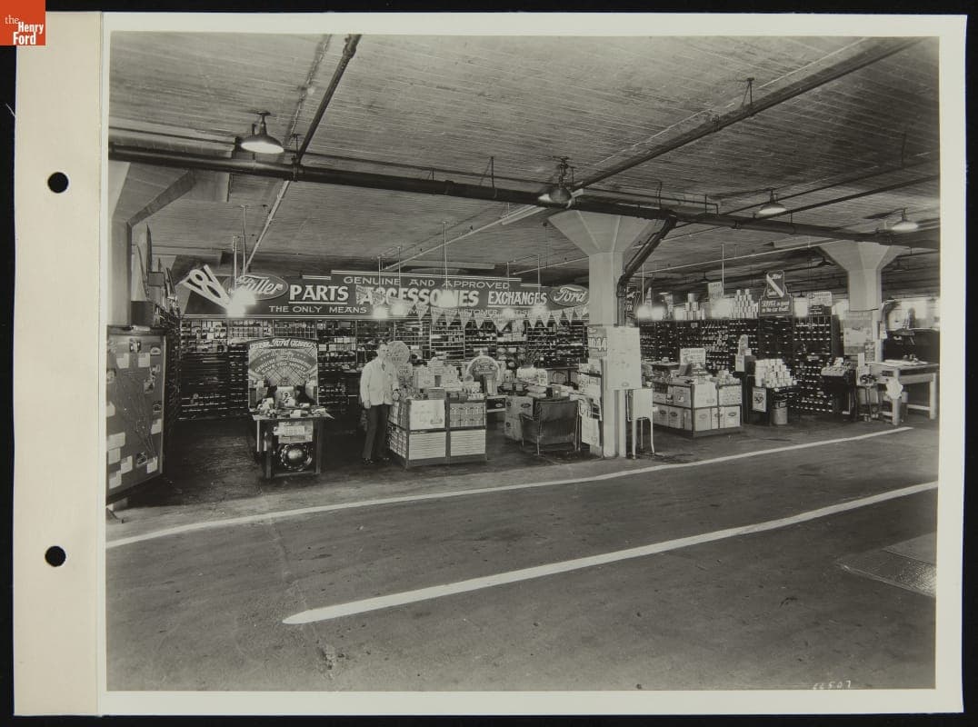 Fuller Auto Company Ford Dealership Parts Display, Cincinnati, Ohio, July 1936