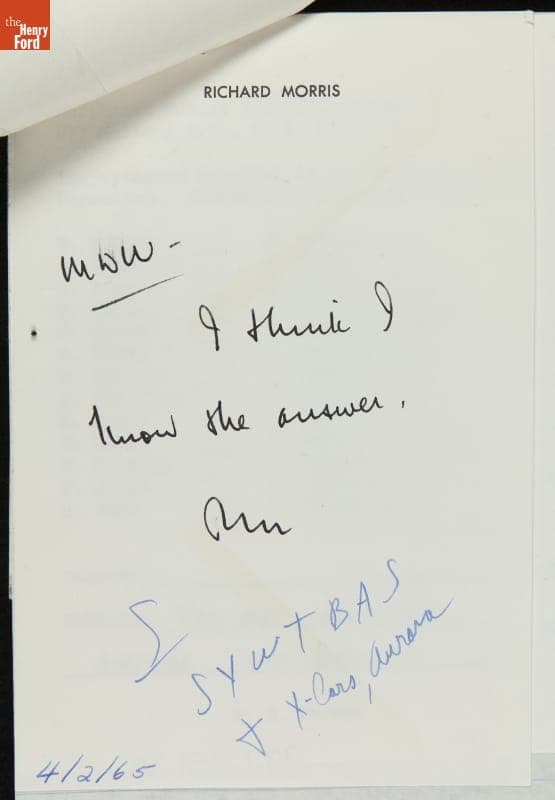 Ford Public Relations Office Memo regarding Car Enthusiast Anton's Letter and Design Drawings, April 1965