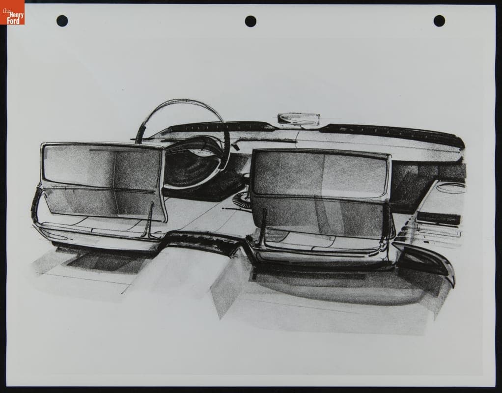 Interior Automotive Design Sketch, 1959