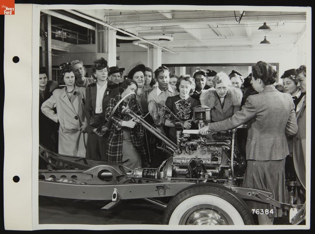 Red Cross Women's Motor Corps Workers Learn about Auto Maintenance, November 1941