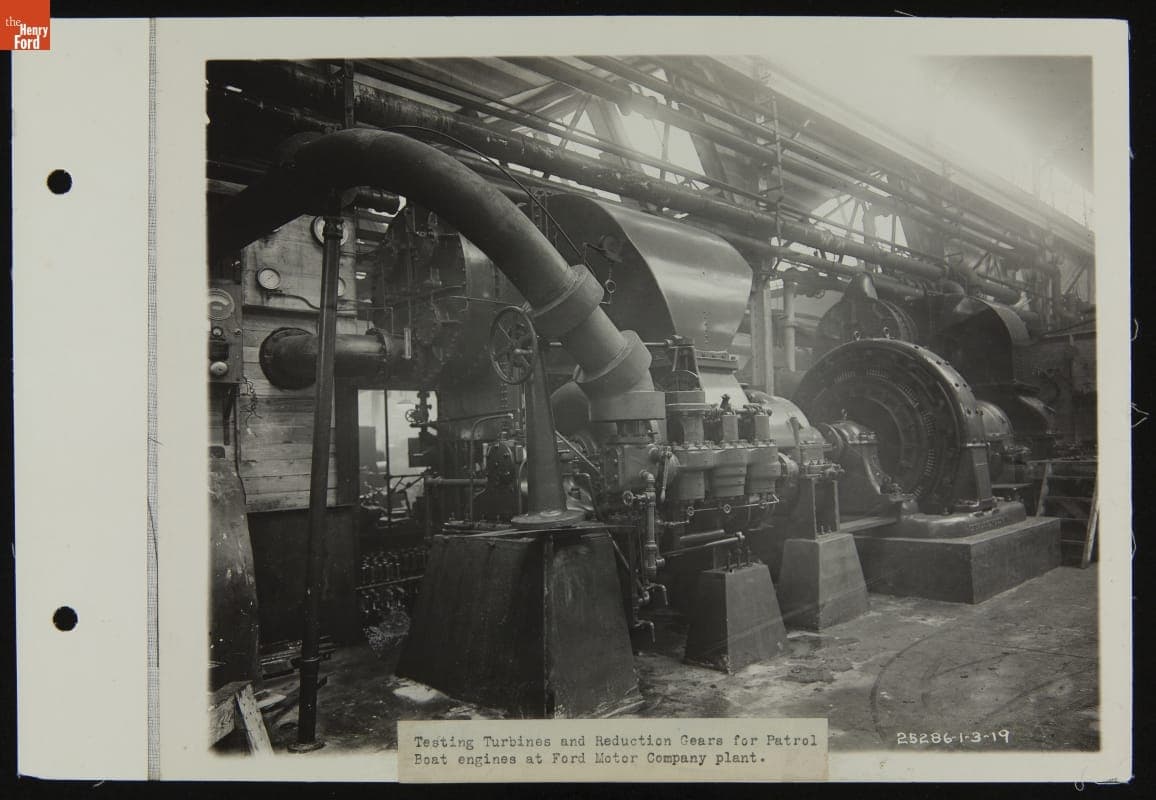Testing Turbines and Reduction Gears for Eagle Boat Engines at Ford Rouge Plant, June 1919