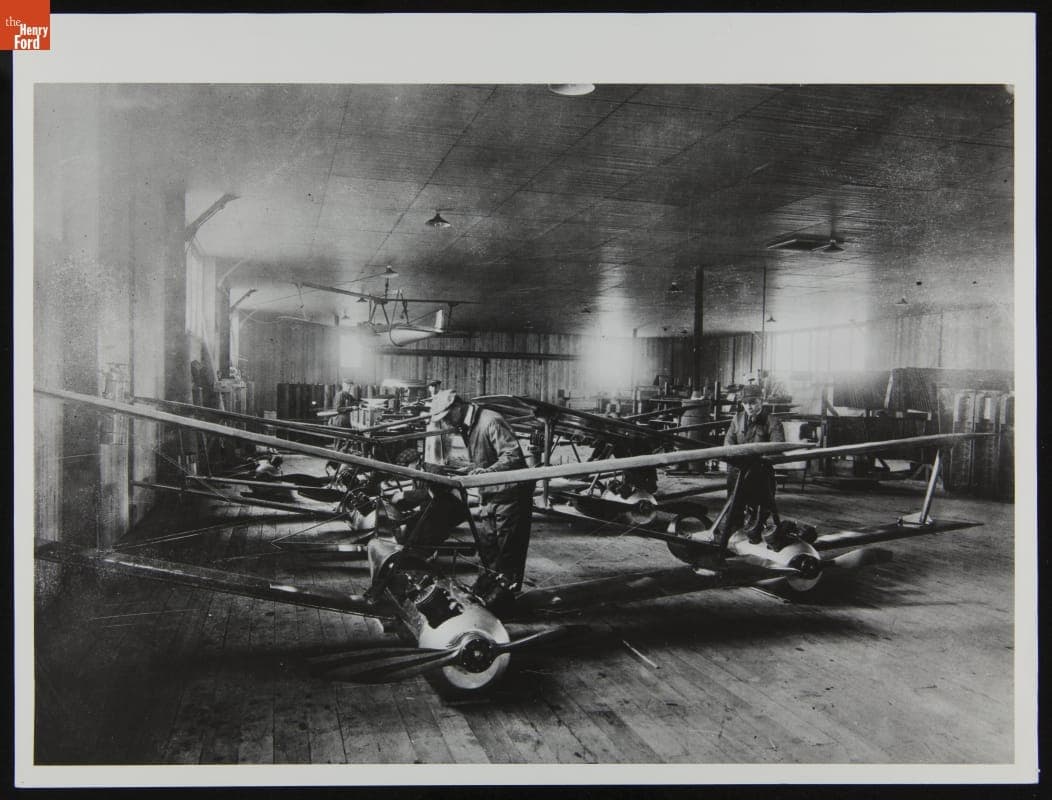 Employees of the Dayton-Wright Airplane Company Working on the Kettering Bug, 1918