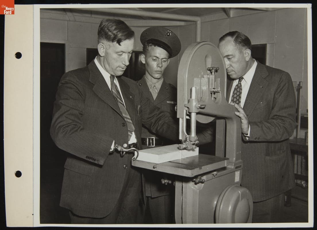 World War I Veterans Demonstrate Use of Their Artificial Limbs to World War II Veterans at Camp Legion, July 1944