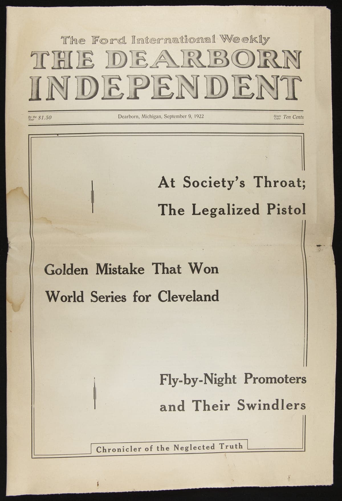 Dearborn Independent Newspaper for September 9, 1922
