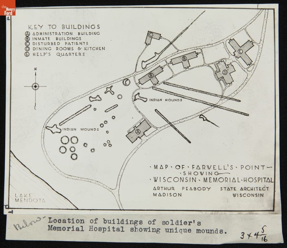 Map of Farwell's Point Showing Wisconsin Memorial Hospital, 1923