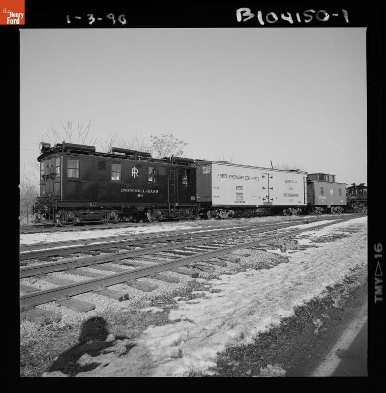 Restored Ingersoll-Rand Diesel-Electric Locomotive #90 in Greenfield Village, January 3, 1990