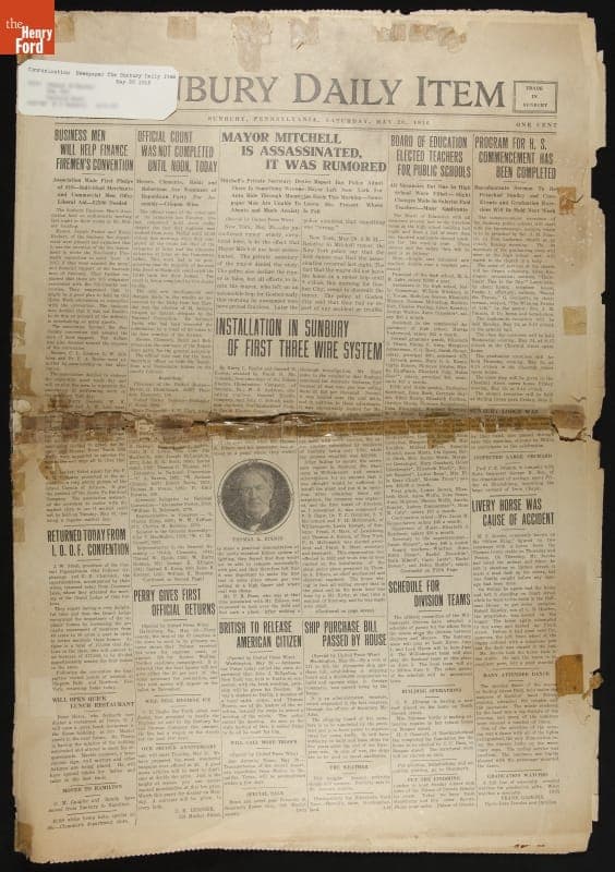 Sunbury Daily Item Newspaper for May 20, 1916
