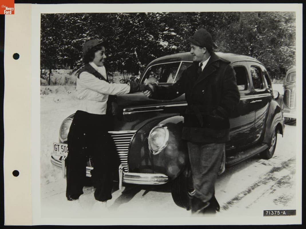 Birdie Tebbetts with Grayling Winter Sports Queen, January 1939