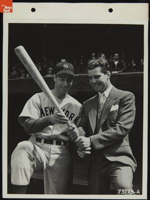 Joe DiMaggio with Ford Summer Sunday Evening Hour Host James Newill, May 1940