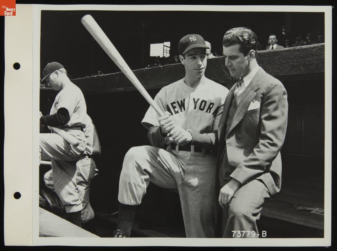 Joe DiMaggio with Ford Summer Sunday Evening Hour Host James Newill, May 1940